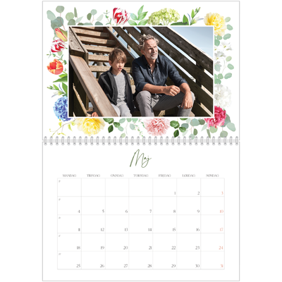 Fotokalender A4 dobbelt (30 x 40 cm) — Klassiske blomster [kalender forside]