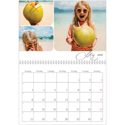 Fotokalender A4 dobbelt (30 x 40 cm) — Øjebliksbilleder og skrift [kalender forside]