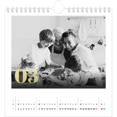 Årskalender kvadratisk — Store tal i glitter [Marts]