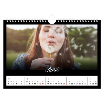 Fotokalender A4 — Sort minimal [April]