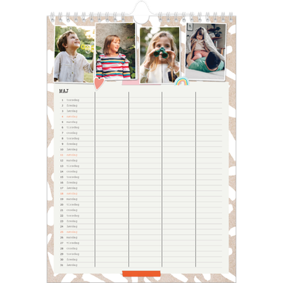 A4 Familiekalender — Rustik familiekalender - familie på 4 [kalender forside]