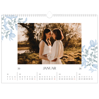 A3 Landskab Fotokalender — Elegant blomstret