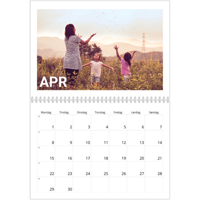 Fotokalender A4 dobbelt (30 x 40 cm) — Stor måned [April]