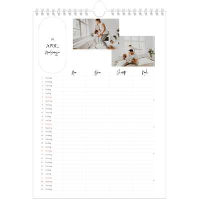 A4 Familiekalender — Planlæggeren - Familie på 4 [April]