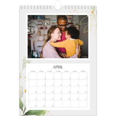 Fotokalender A4 (20 x 30 cm) — Naturlig akvarel [April]