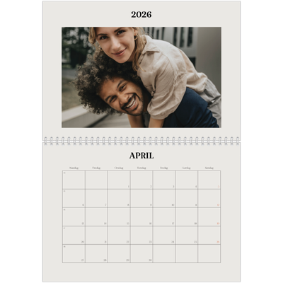 Fotokalender A4 dobbelt (30 x 40 cm) — Simpelt og moderne [April]