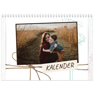 Fotokalender A4 dobbelt (30 x 40 cm) — Blomstret indpakning [kalender forside]