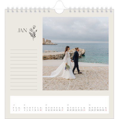 Årskalender kvadratisk — Initialer i blomst [Januar]