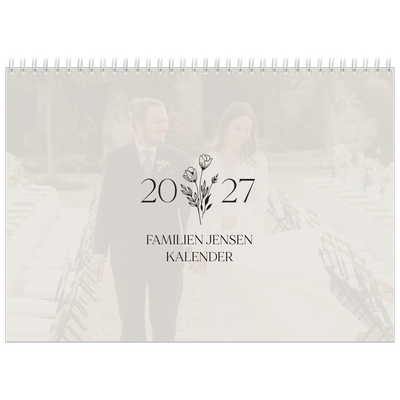 Fotokalender A4 dobbelt (30 x 40 cm) — Initialer i blomst [kalender forside]