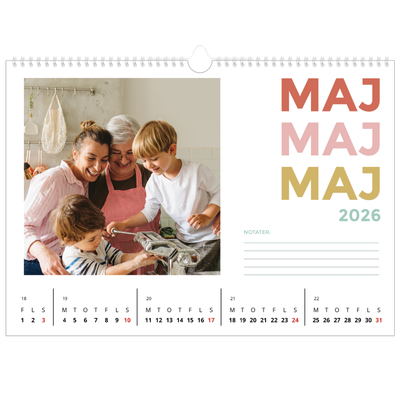 A3 Foto Kalender — Farverige fonter [kalender forside]