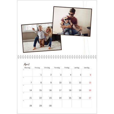 Fotokalender A4 dobbelt (30 x 40 cm) — Blomstret indpakning [April]