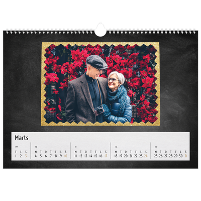 A3 Foto Kalender — Rammer med glitter [Marts]
