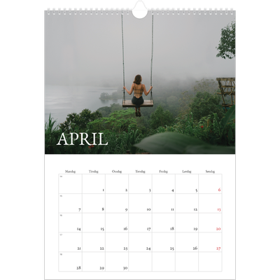 Årskalender A3 — Simpel serif [April]