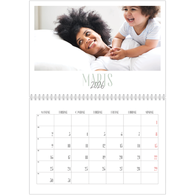 Fotokalender A4 dobbelt (30 x 40 cm) — Flere fonter [Marts]
