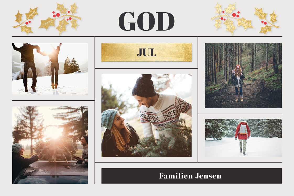 Kort — Juleroser i guld