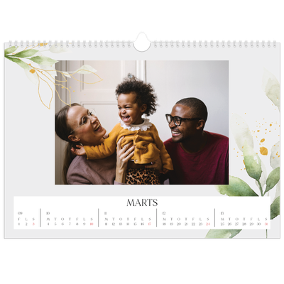 A3 Foto Kalender — Naturlig akvarel [Marts]