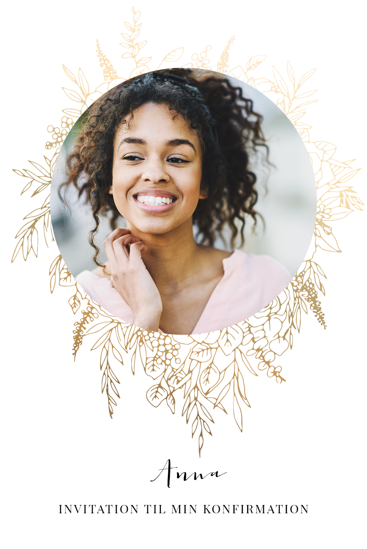Invitationer — Guld blomster