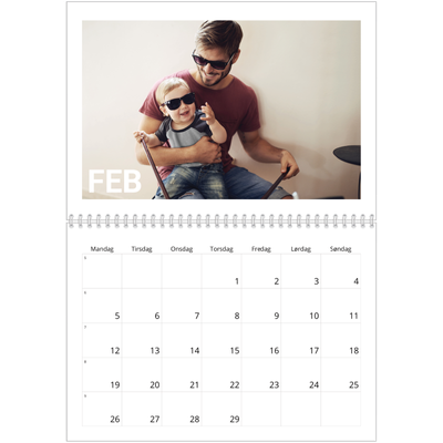 Fotokalender A4 dobbelt (30 x 40 cm) — Stor måned [Februar]