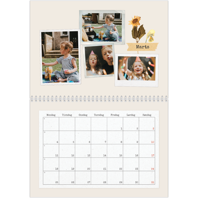 Fotokalender A4 dobbelt (30 x 40 cm) — Vintage scrapbooking [Marts]