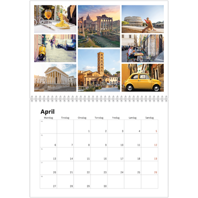 Fotokalender A4 dobbelt (30 x 40 cm) — Billedgitter [April]
