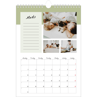 Fotokalender A4 (20 x 30 cm) — Kalender med "To do"-liste [Marts]