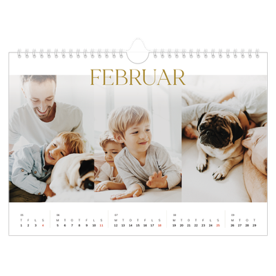 Fotokalender A4 — Guld stor skrift [Februar]