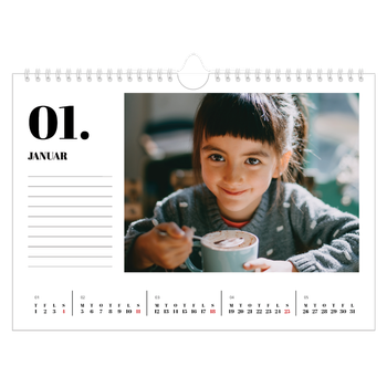 Fotokalender A4 — Serif og øjeblikke