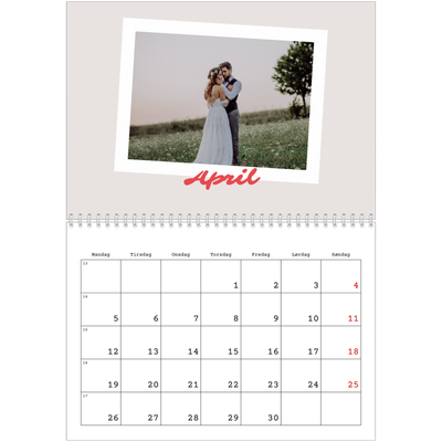 Fotokalender A4 dobbelt (30 x 40 cm) — Signeret tryk [April]