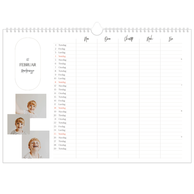 A3 Foto Kalender — Planlæggeren - Familie på 5 [Februar]