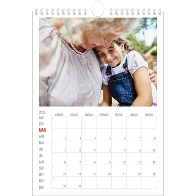 Fotokalender A4 (20 x 30 cm) — Røde højdepunkter [Marts]