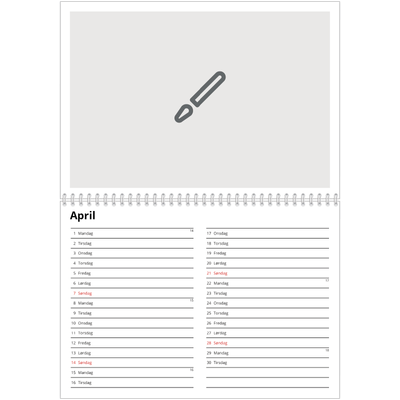 Fotokalender A4 dobbelt (30 x 40 cm) — Design selv [April]