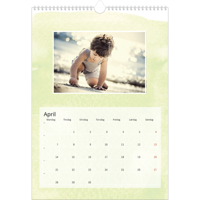 Årskalender A3 — Akvarel baggrunde [April]