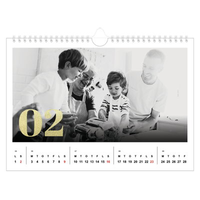 Fotokalender A4 — Store tal i glitter [Februar]
