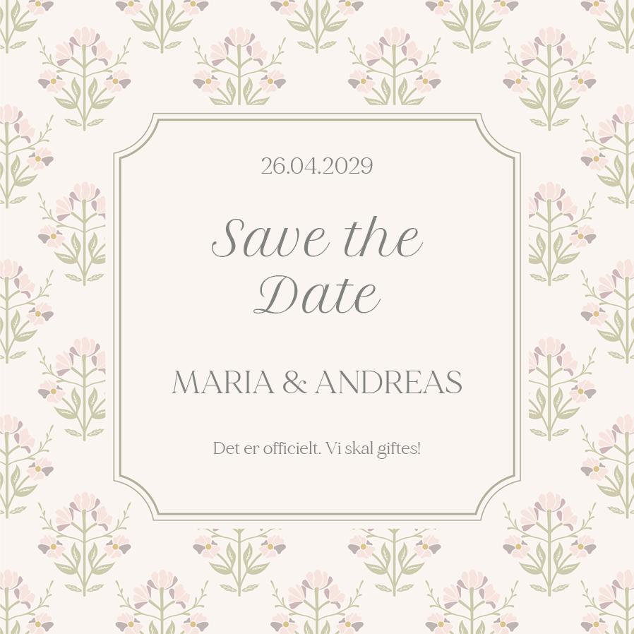 Save the date — Vintage blomster