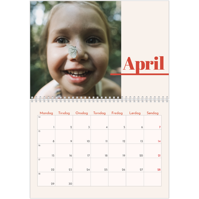 Fotokalender A4 dobbelt (30 x 40 cm) — 90'ers nostalgi [April]