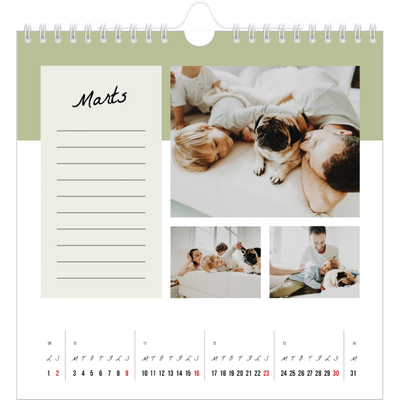 Årskalender kvadratisk — Kalender med "To do"-liste [Marts]