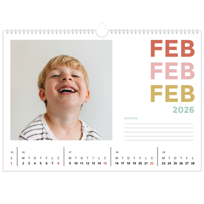 A3 Foto Kalender — Farverige fonter [Februar]