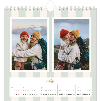 Årskalender kvadratisk — Skrift og striber [kalender forside]