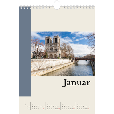 Fotokalender A4 (20 x 30 cm) — Verdens seværdigheder [Januar]