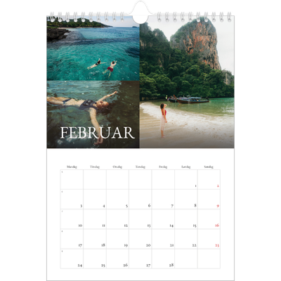 Fotokalender A4 (20 x 30 cm) — Simpel serif [Februar]