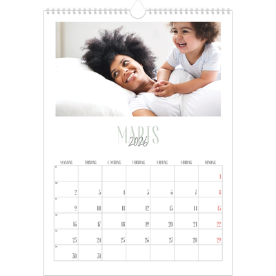 Årskalender A3 — Flere fonter [Marts]