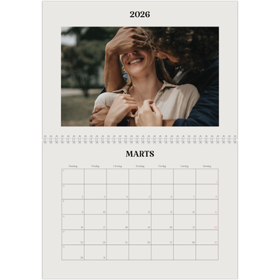 Fotokalender A4 dobbelt (30 x 40 cm) — Simpelt og moderne [Marts]