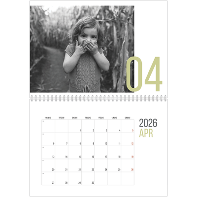 Fotokalender A4 dobbelt (30 x 40 cm) — Måneder i tal [April]