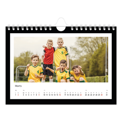 A5 Foto Kalender — Sort baggrund [Marts]