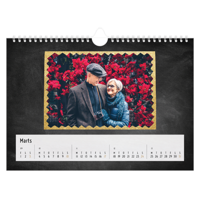 Fotokalender A4 — Rammer med glitter [Marts]