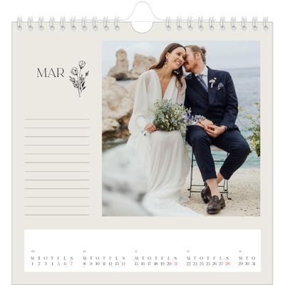 Årskalender kvadratisk — Initialer i blomst [Marts]