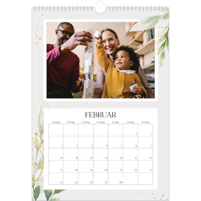 Årskalender A3 — Naturlig akvarel [Februar]