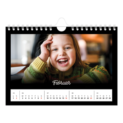 A5 Foto Kalender — Sort minimal [Februar]