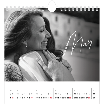 Årskalender kvadratisk — Elegant skrift [Marts]