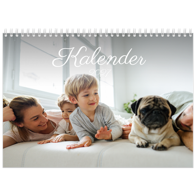 Fotokalender A4 dobbelt (30 x 40 cm) — Håndskreven måned [kalender forside]